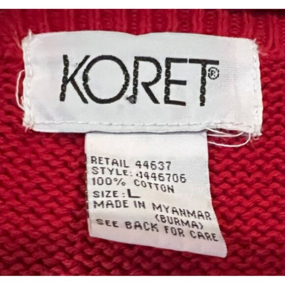 Koret Vintage Cottage Core Knit Sweater Vest Red Sz Large Womens Eighties Retro - Picture 3 of 7